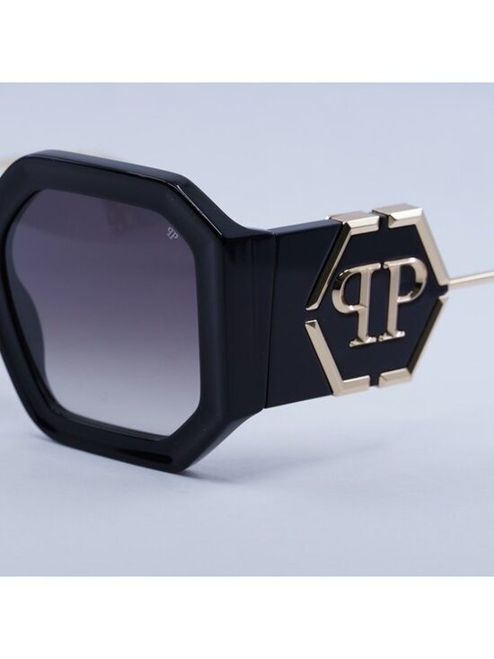 Philipp Plein SPP067 0700 Sunglasses Black Square Frame, Grey Gradient Lenses main image 10